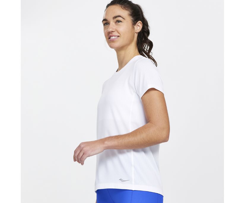 Women's Saucony Stopwatch Short Sleeve White | UK-48079