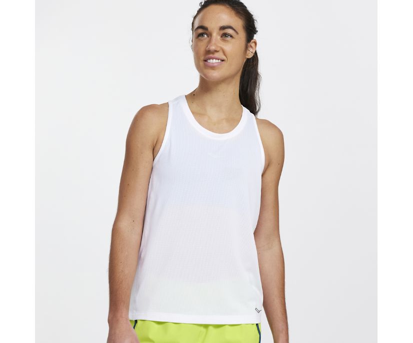 Women's Saucony Stopwatch Singlet White | UK-14960