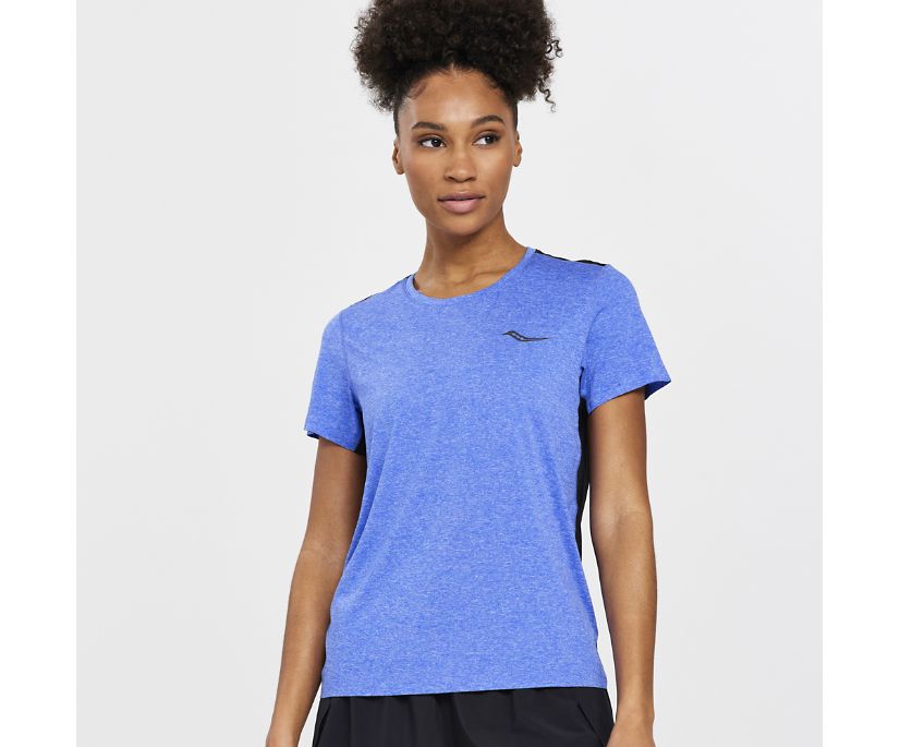 Women's Saucony Time Trial Short Sleeve Blue | UK-90714